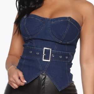 *BRAND NEW* FASHION NOVA JEAN HALTER TOP